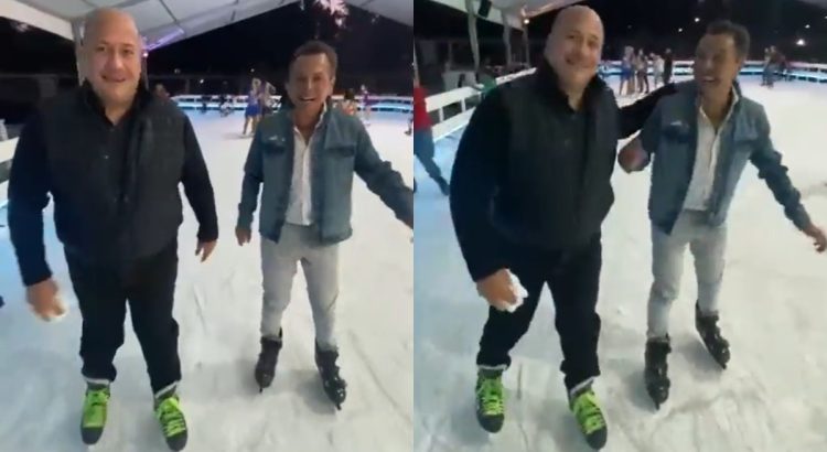 Alfaro y Lemus refuerzan lazos en la pista de hielo de Guadalajara