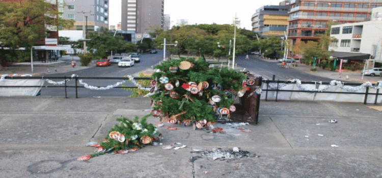 Vandalizan árbol de Navidad adornado para conmemorar a los desaparecidos de Jalisco