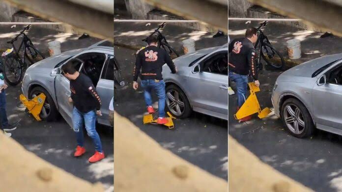 “Lord Inmovilizador”: Hombre quita un “Araña” de su auto en Guadalajara