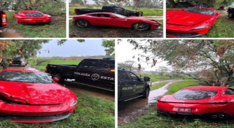 Un Ferrari Roma robado en Aguascalientes apareció en una brecha de Jalisco