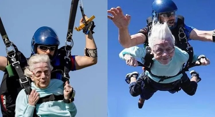 Celebró abuelita su cumple lanzándose en paracaídas Celebró abuelita su cumple lanzándose en paracaídas