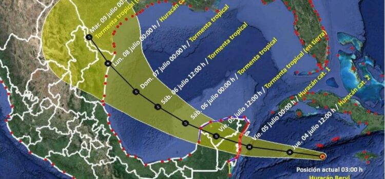 Huracán «Beryl» impactará Quintana Roo como categoría 2