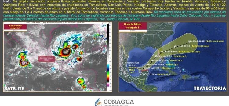 Huracán «Milton»: avanza como categoría 2 y afecta el sur y sureste de México