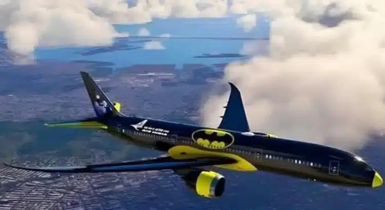 Presentan avión comercial con temática de Batman Presentan avión comercial con temática de Batman